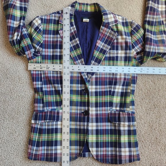 J. Crew Plaid Cotton Blazer 0 - Picture 2 of 10